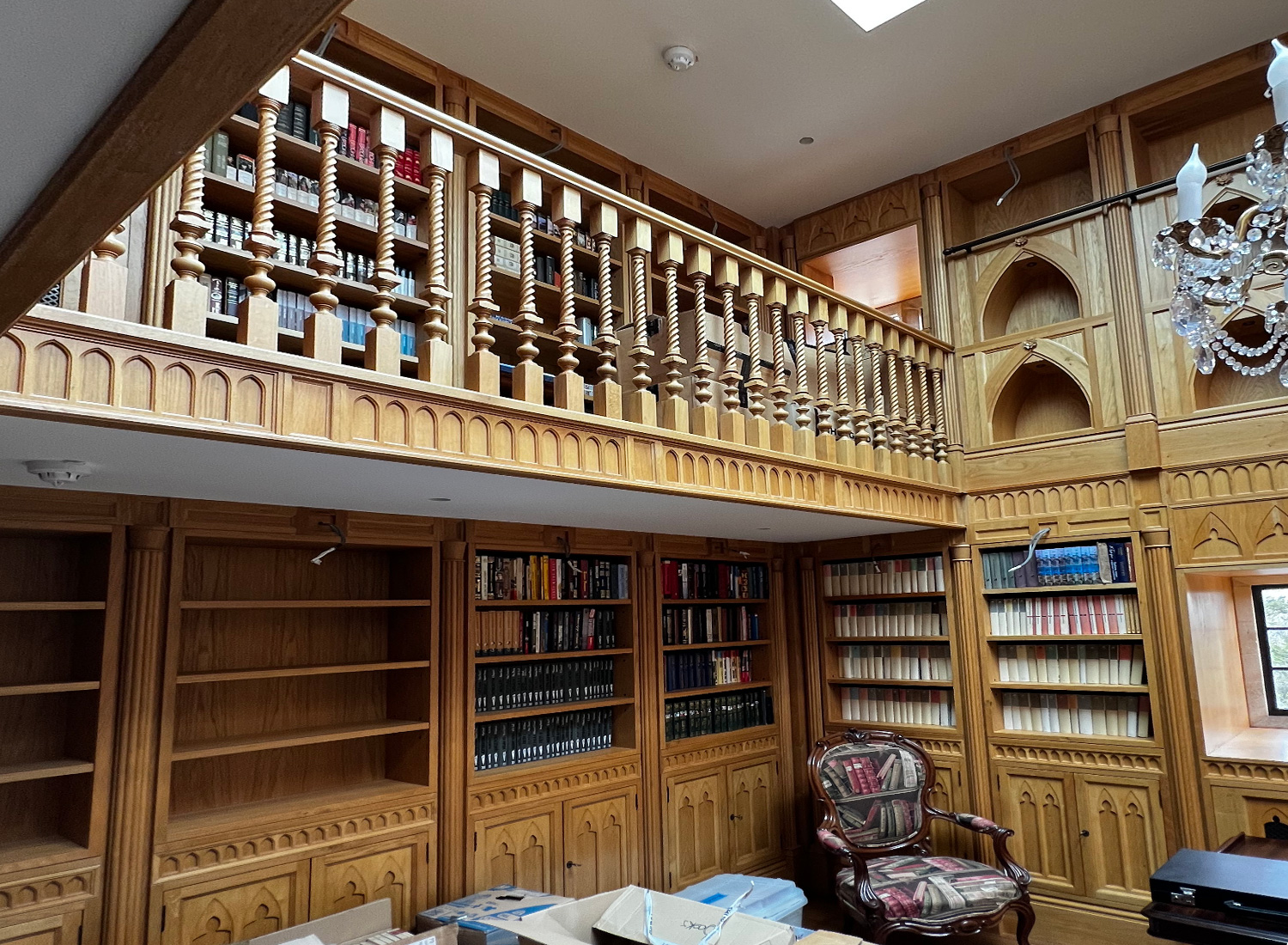 Tower-Library-barley-twist-stairs-and-bookcases
